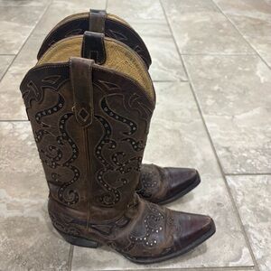 Yippee Ki Yay Old Gringo Women’s Handmade Studded Cowgirl Snip Toe Boots Sz 7.5B